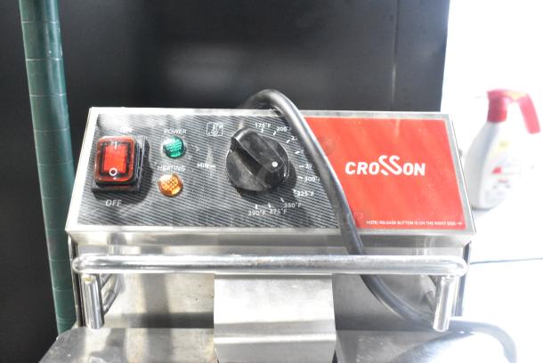 BRAND NEW SCRATCH AND DENT! 2023 Crosson CF-13 Stainless Steel Countertop Electric Powered Fryer w/ Metal Fry Basket and Lid. 120 Volts, 1 Phase. - Image 3 of 7