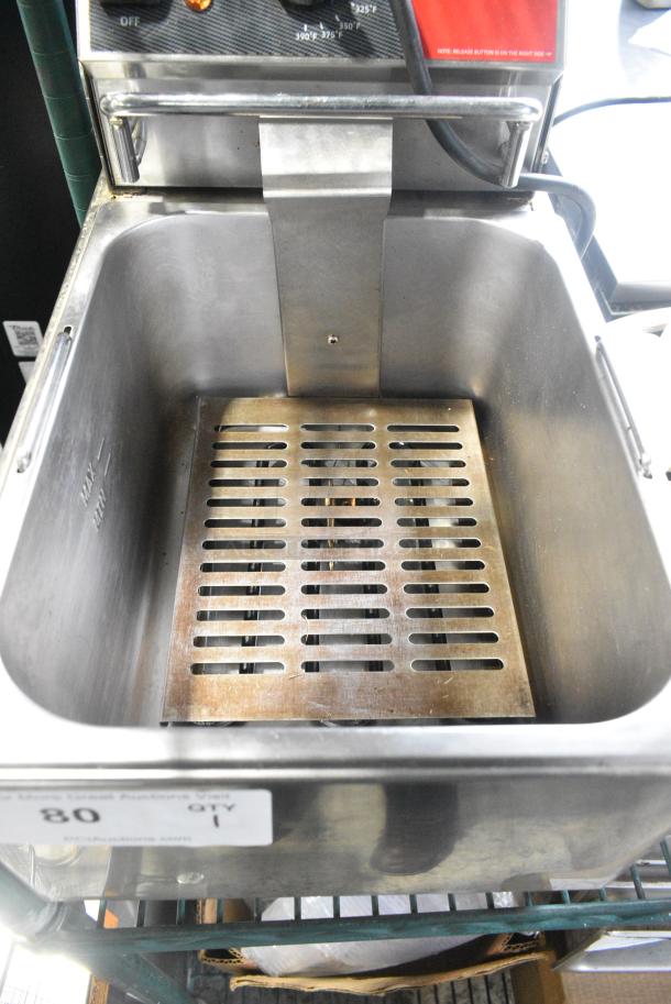 BRAND NEW SCRATCH AND DENT! 2023 Crosson CF-13 Stainless Steel Countertop Electric Powered Fryer w/ Metal Fry Basket and Lid. 120 Volts, 1 Phase. - Image 5 of 7