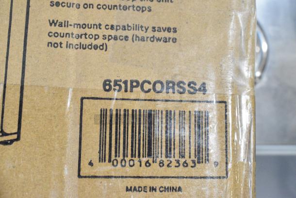 BRAND NEW IN BOX! 651PCORSS4 ServSense Adjustable 4-Section Stainless Steel Wall-Mount / Countertop 1.5 - 5.5 oz. Portion Cup / Lid Organizer - Image 2 of 2