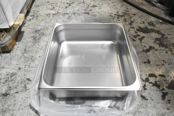 BRAND NEW! Box of 7 Choice 2/3 Size Stainless Steel Drop In Bins. 2/3x4. - Image 1 of 6