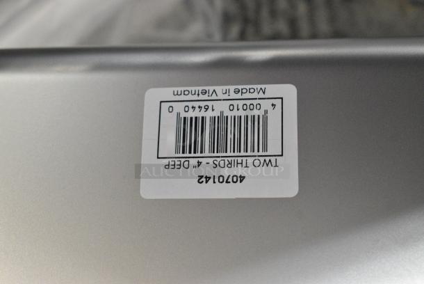 BRAND NEW! Box of 7 Choice 2/3 Size Stainless Steel Drop In Bins. 2/3x4. - Image 5 of 6