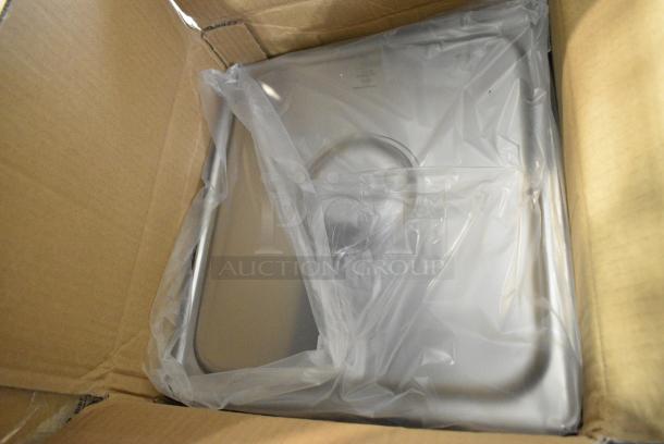 BRAND NEW! Box of 12 Choice 2/3 Size Stainless Steel Drop In Bin Lids - Image 1 of 3