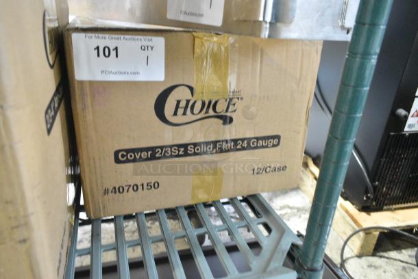 BRAND NEW! Box of 12 Choice 2/3 Size Stainless Steel Drop In Bin Lids - Image 2 of 3