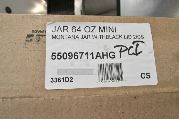 BRAND NEW SCRATCH AND DENT!  Box of 2 55096711AHG Anchor Hocking 96711AHG17 Montana 64 oz. Mini Jar with Black Metal Lid - - Image 6 of 6