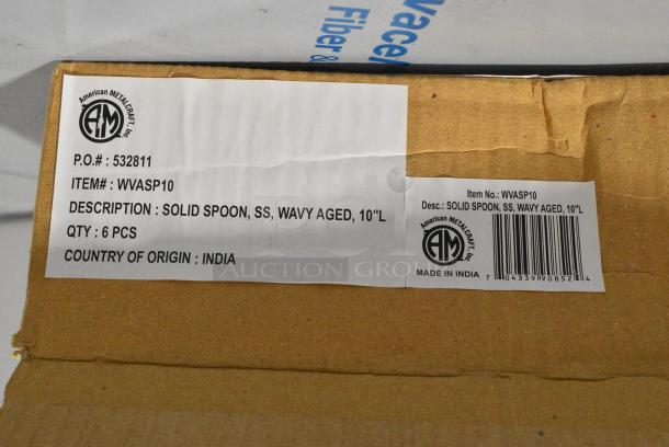 3 BRAND NEW SCRATCH AND DENT! Box of 6 American Metalcraft WVASP10 10" Wavy Aged Stainless Steel Solid Spoon. 3 Times Your Bid! - Image 2 of 4