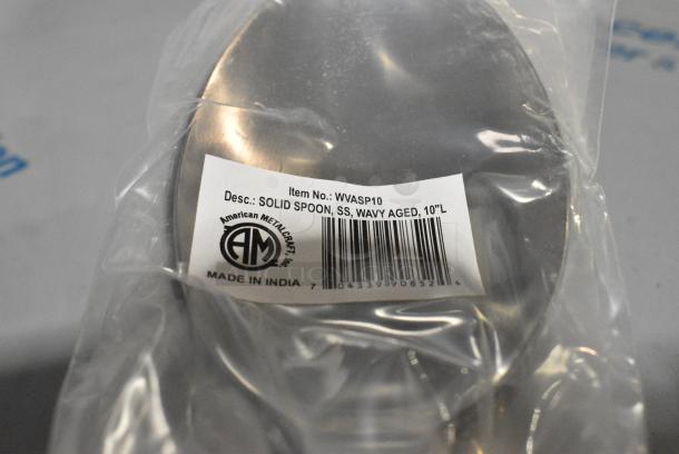 3 BRAND NEW SCRATCH AND DENT! Box of 6 American Metalcraft WVASP10 10" Wavy Aged Stainless Steel Solid Spoon. 3 Times Your Bid! - Image 4 of 4