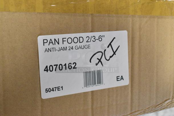 BRAND NEW SCRATCH AND DENT! Box of 6 Choice 4070162 2/3 Size 6" Deep Anti-Jam Stainless Steel Steam Table / Hotel Pan - 24 Gauge - Image 3 of 3