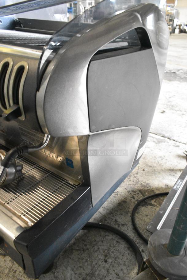 Faema Giugiaro Design Stainless Steel Commercial Countertop 2 Group Espresso Machine w/ Portafilter and 2 Steam Wands. 208 Volts, 1 Phase. - Image 10 of 12