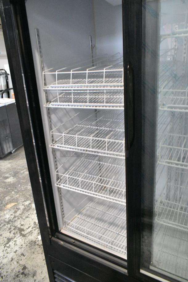 JDM-40SD Metal Commercial 2 Door Reach In Cooler Merchandiser w/ Poly Coated Racks on Commercial Casters. 115 Volts, 1 Phase. Tested and Working! - Image 5 of 7