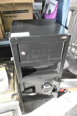 BRAND NEW SCRATCH AND DENT! Office Furniture 360 Black Metal Single Compartment Drop Safe.