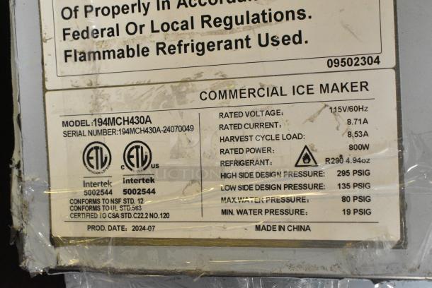 BRAND NEW SCRATCH AND DENT! 2024 Avantco 194MCH430A Stainless Steel Modular Half Cube Ice Machine - 400 lb. 115 Volts, 1 Phase. - Image 2 of 10