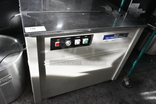 Uline H-959 Metal Semi Automatic Poly Strapping Machine on Commercial Casters. 115 Volts, 1 Phase. Tested and Working! - Image 1 of 8