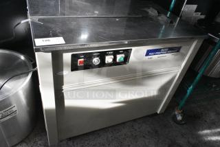 Uline H-959 Metal Semi Automatic Poly Strapping Machine on Commercial Casters. 115 Volts, 1 Phase. Tested and Working!