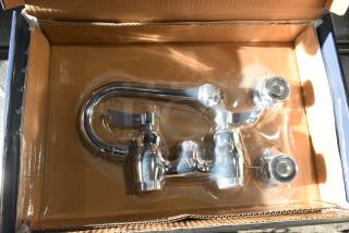 3 BRAND NEW SCRATCH AND DENT! 750FD44G Waterloo Deck Mount Faucet with 3 1/2" Gooseneck Spout and 4" Centers. 3 Times Your Bid!