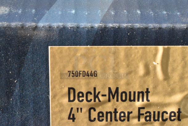 3 BRAND NEW SCRATCH AND DENT! 750FD44G Waterloo Deck Mount Faucet with 3 1/2" Gooseneck Spout and 4" Centers. 3 Times Your Bid! - Image 5 of 5