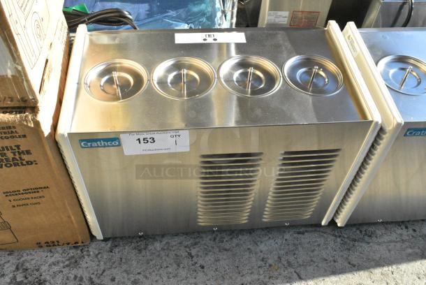 BRAND NEW SCRATCH AND DENT! 2021 Crathco E47/E49-4 Stainless Steel Commercial Countertop 4 Section Refrigerated Beverage Machine Base. 115 Volts, 1 Phase. Tested and Working! - Image 1 of 4