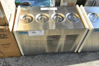 BRAND NEW SCRATCH AND DENT! 2021 Crathco E47/E49-4 Stainless Steel Commercial Countertop 4 Section Refrigerated Beverage Machine Base. 115 Volts, 1 Phase. Tested and Working!