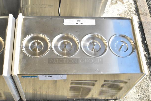 BRAND NEW SCRATCH AND DENT! 2021 Crathco E47/E49-4 Stainless Steel Commercial Countertop 4 Section Refrigerated Beverage Machine Base. 115 Volts, 1 Phase. Tested and Working! - Image 3 of 4