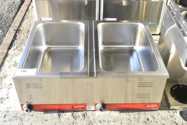 BRAND NEW SCRATCH AND DENT! 2024 Avantco 177FW200D Stainless Steel 12" x 20" Full Size Dual Well Electric Countertop Food Warmer with Thermostatic Controls. 120 Volts, 1 Phase. Tested and Working! - Image 1 of 5