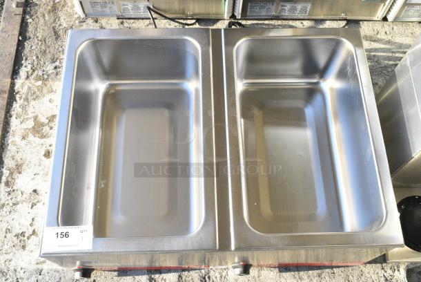 BRAND NEW SCRATCH AND DENT! 2024 Avantco 177FW200D Stainless Steel 12" x 20" Full Size Dual Well Electric Countertop Food Warmer with Thermostatic Controls. 120 Volts, 1 Phase. Tested and Working! - Image 2 of 5