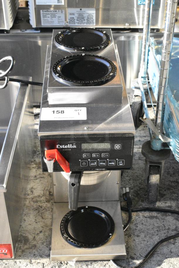 BRAND NEW SCRATCH AND DENT! Estella AIG3DAF Automatic Coffee Maker with 3 Decanter Warmers and Digital Display, Hot Water Dispenser and Metal Brew Basket. 120 Volts, 1 Phase. - Image 1 of 6