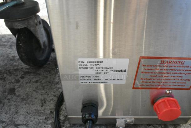 BRAND NEW SCRATCH AND DENT! Estella AIG3DAF Automatic Coffee Maker with 3 Decanter Warmers and Digital Display, Hot Water Dispenser and Metal Brew Basket. 120 Volts, 1 Phase. - Image 6 of 6