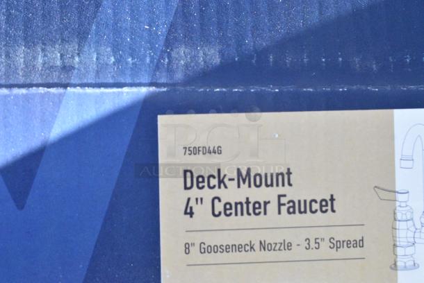 3 BRAND NEW SCRATCH AND DENT! 750FD44G Waterloo Deck Mount Faucet with 3 1/2" Gooseneck Spout and 4" Centers. 3 Times Your Bid! - Image 4 of 4