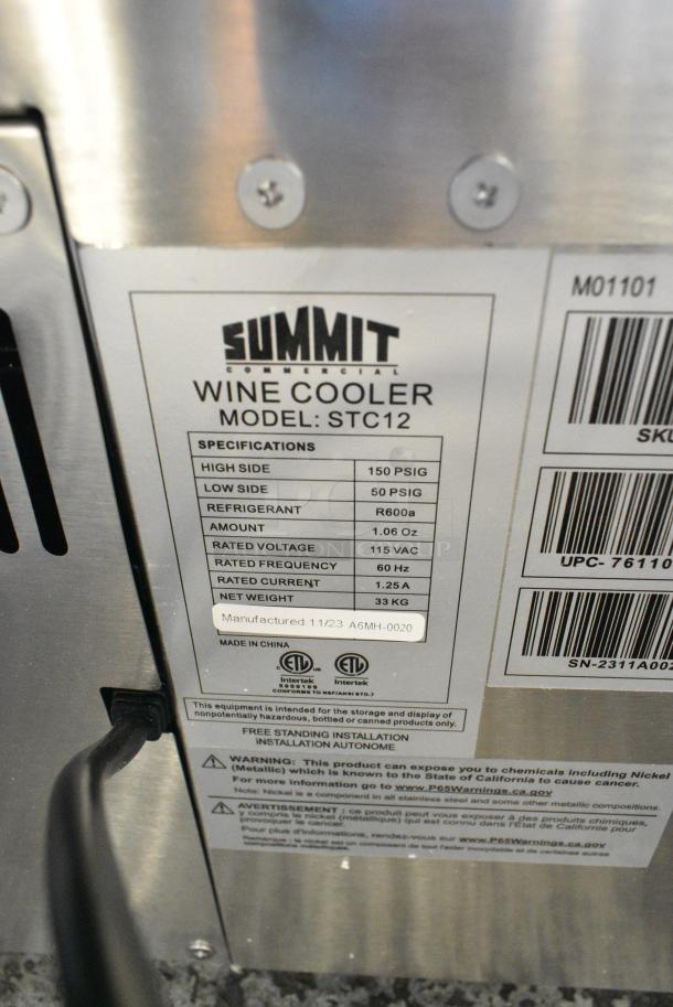 BRAND NEW SCRATCH AND DENT! Summit STC12 Stainless Steel 12-Bottle Countertop Wine Cooler. 115 Volts, 1 Phase. Tested and Working! - Image 4 of 4