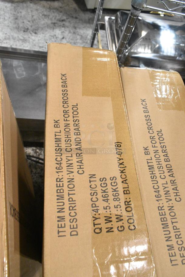 4 Box of 4 BRAND NEW SCRATCH AND DENT! Lancaster Table & Seating 164CUSHMTLBK 2 1/2" Black Vinyl Padded Seat for Metal Frame Seating. 4 Times Your Bid! - Image 2 of 3