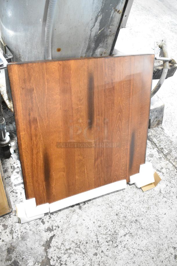 2 BRAND NEW SCRATCH AND DENT! Lancaster Table & Seating 3492424ANTWA Industrial 24" x 24" Solid Wood Live Edge Table Top with Rustic Walnut Finish. 2 Times Your Bid! - Image 1 of 5