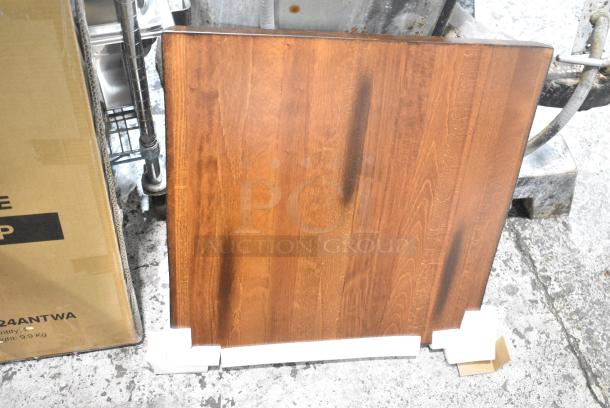 2 BRAND NEW SCRATCH AND DENT! Lancaster Table & Seating 3492424ANTWA Industrial 24" x 24" Solid Wood Live Edge Table Top with Rustic Walnut Finish. 2 Times Your Bid! - Image 2 of 5