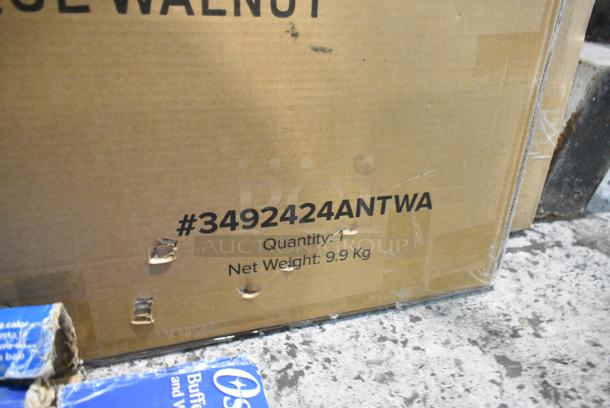 2 BRAND NEW SCRATCH AND DENT! Lancaster Table & Seating 3492424ANTWA Industrial 24" x 24" Solid Wood Live Edge Table Top with Rustic Walnut Finish. 2 Times Your Bid! - Image 4 of 5