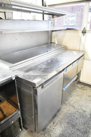 Continental Stainless Steel Commercial Pizza Prep Table w/ 2 Drawers and 2 Doors. 115 Volts, 1 Phase. Tested and Working!