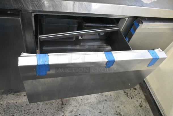 Continental Stainless Steel Commercial Pizza Prep Table w/ 2 Drawers and 2 Doors. 115 Volts, 1 Phase. Tested and Working! - Image 4 of 7
