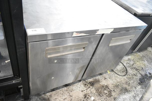 Standex UF48-NDG Stainless Steel Commercial 2 Door Undercounter Freezer on Commercial Casters. 208-230 Volts, 1 Phase. Tested and Working! - Image 1 of 5