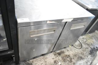 Standex UF48-NDG Stainless Steel Commercial 2 Door Undercounter Freezer on Commercial Casters. 208-230 Volts, 1 Phase. Tested and Working!