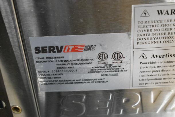 BRAND NEW SCRATCH AND DENT! 2024 ServIt 423EST5WSPB Five Pan Sealed Well Electric Steam Table with Partially Enclosed Base. 208/240 Volts, 1 Phase. - Image 6 of 8