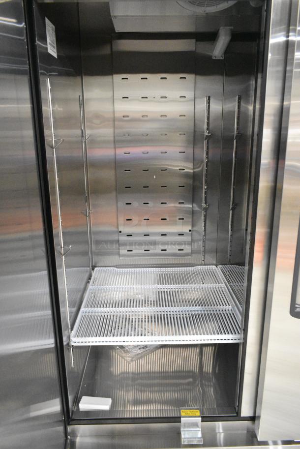 BRAND NEW SCRATCH AND DENT! 2023 Migali C-2RB-HC Stainless Steel Commercial 2 Door Reach In Cooler w/ Poly Coated Racks on Commercial Casters. Serial C-2RB-HCT03230516092T0011. 115 Volts, 1 Phase. Tested and Working! - Image 5 of 7