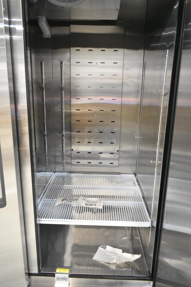 BRAND NEW SCRATCH AND DENT! 2023 Migali C-2RB-HC Stainless Steel Commercial 2 Door Reach In Cooler w/ Poly Coated Racks on Commercial Casters. Serial C-2RB-HCT03230516092T0011. 115 Volts, 1 Phase. Tested and Working! - Image 6 of 7