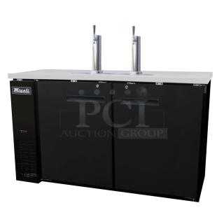 BRAND NEW SCRATCH AND DENT! 2022 Migali C-DD60-2-HC Stainless Steel Commercial 60 4/5" Kegerator Beer Dispenser w/ (2) Keg Capacity. Serial 545335136. 115 Volts, 1 Phase. Tested and Working!