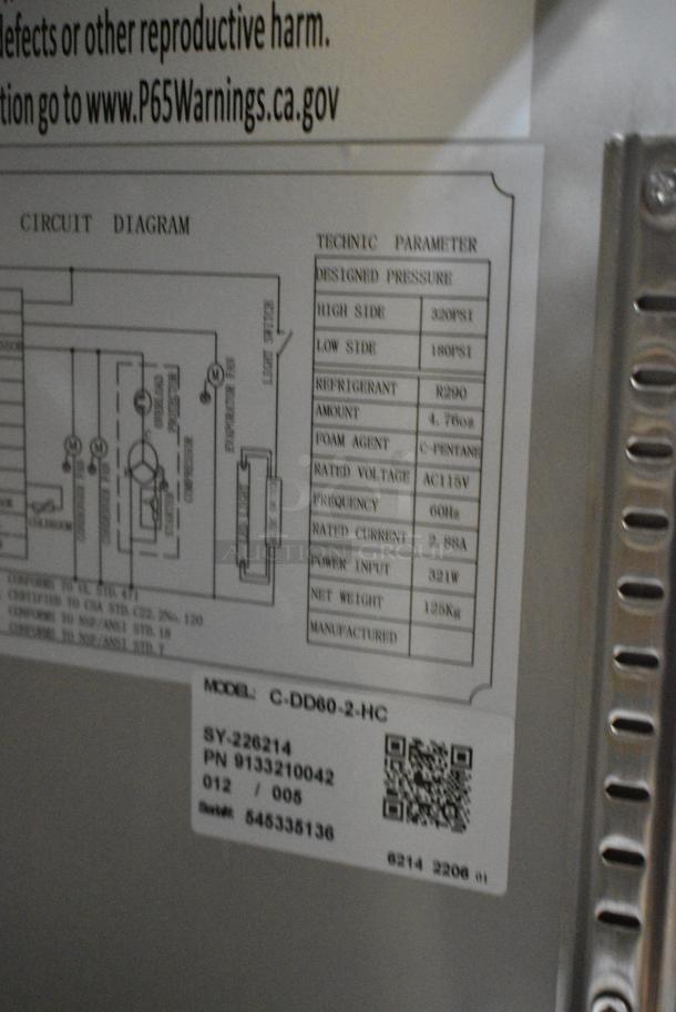 BRAND NEW SCRATCH AND DENT! 2022 Migali C-DD60-2-HC Stainless Steel Commercial 60 4/5" Kegerator Beer Dispenser w/ (2) Keg Capacity. Serial 545335136. 115 Volts, 1 Phase. Tested and Working! - Image 7 of 7