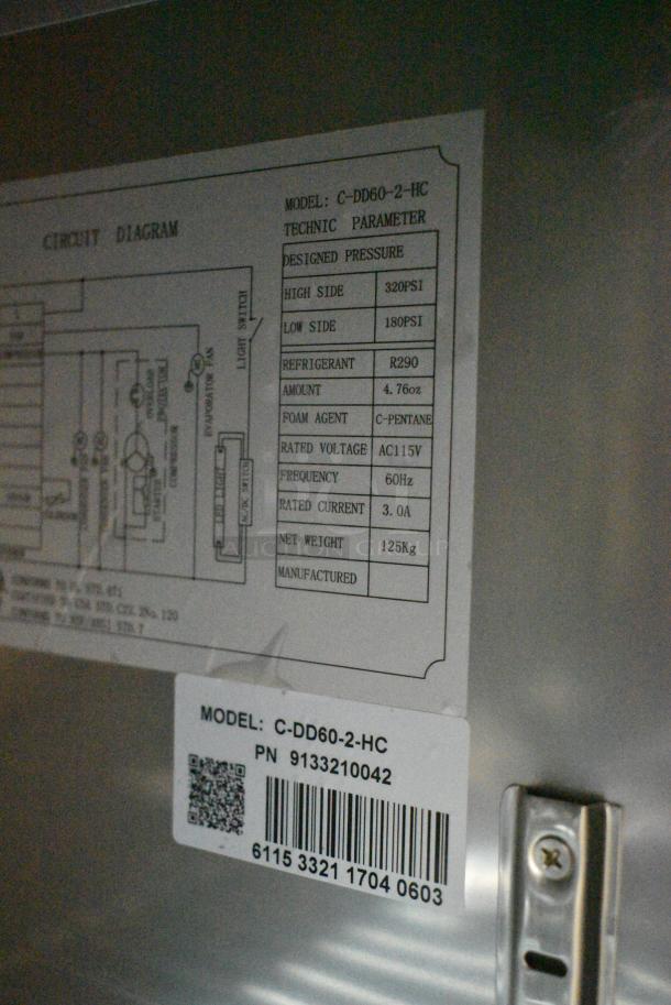 BRAND NEW SCRATCH AND DENT! Migali C-DD60-2-HC Stainless Steel Commercial 60 4/5" Kegerator Beer Dispenser w/ (2) Keg Capacity. Serial 6115332117040603. 115 Volts, 1 Phase. Tested and Working! - Image 6 of 6