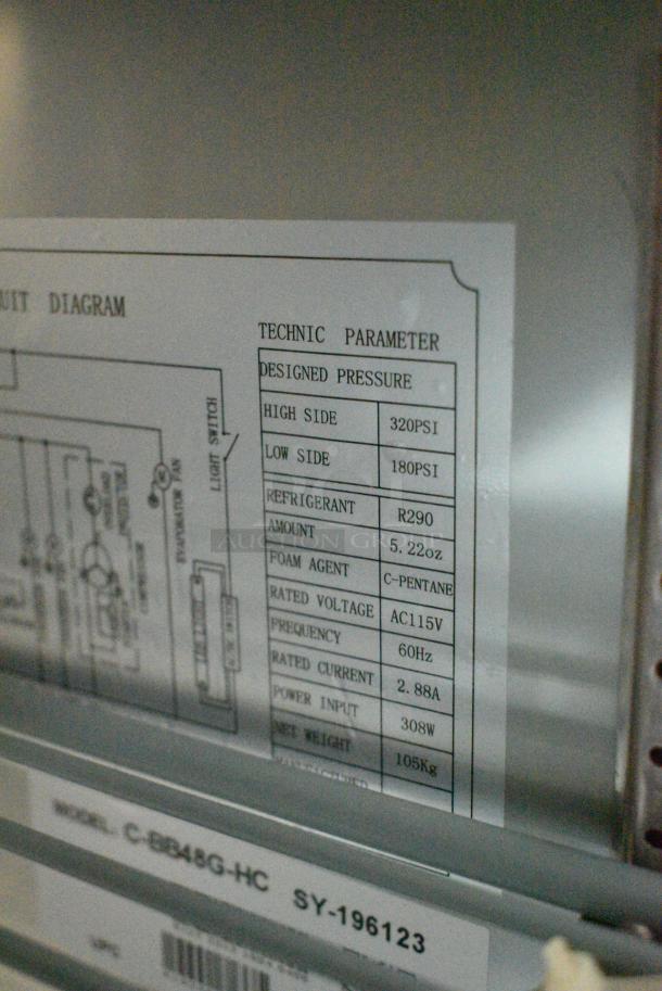 BRAND NEW SCRATCH AND DENT! Migali C-BB48G-HC Metal Commercial 2 Door Back Bar Cooler Merchandiser. Serial 6123331319040406. 115 Volts, 1 Phase. Tested and Working! - Image 7 of 8