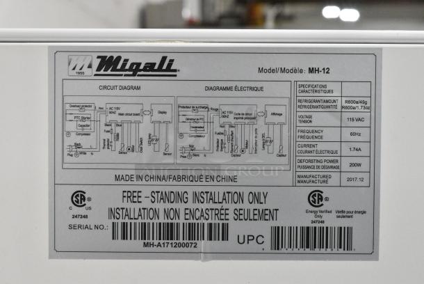 BRAND NEW SCRATCH AND DENT! 2017 Migali MH-12 Cooler w/ Freezer. Serial MH-A171200072. 115 Volts, 1 Phase. Tested and Working! - Image 7 of 7