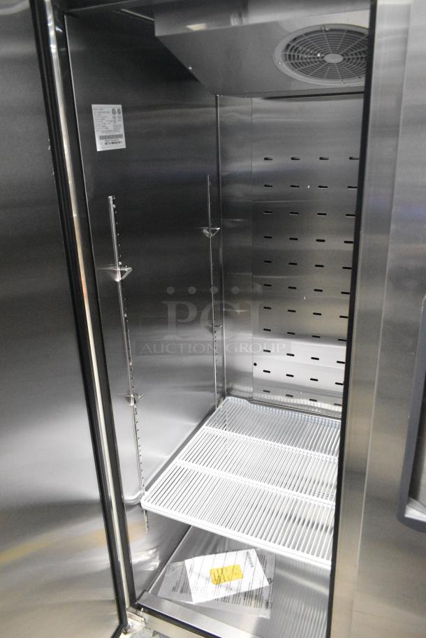 BRAND NEW SCRATCH AND DENT! 2023 Migali C-2F-HC Stainless Steel Commercial 2 Door Reach In Freezer w/ Poly Coated Racks on Commercial Casters. Serial  C-2F-HC003230311092C0017. 115 Volts, 1 Phase. Tested and Working! - Image 5 of 7