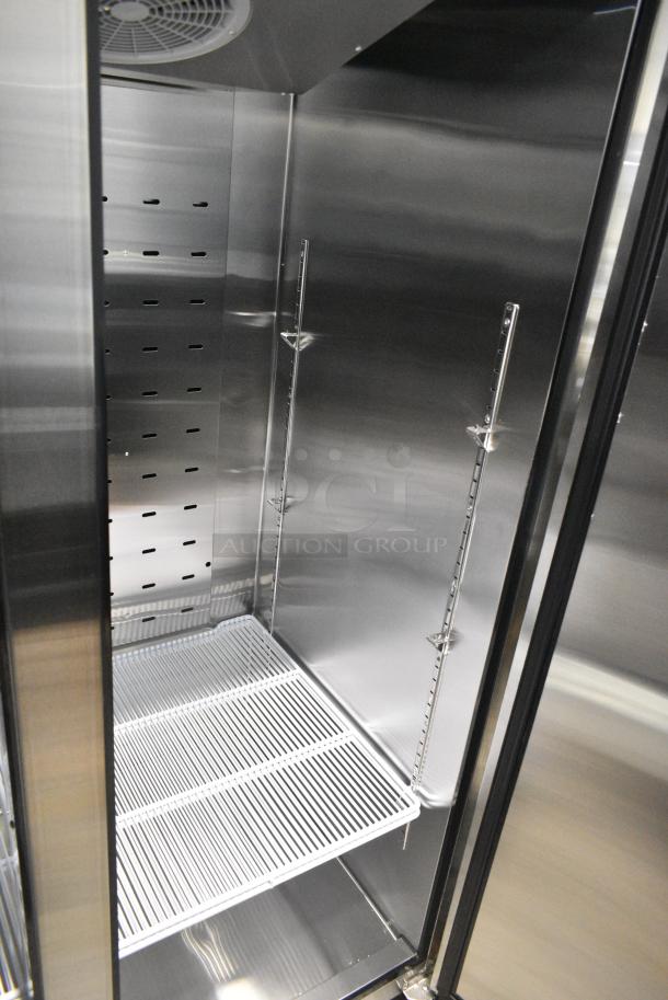 BRAND NEW SCRATCH AND DENT! 2023 Migali C-2F-HC Stainless Steel Commercial 2 Door Reach In Freezer w/ Poly Coated Racks on Commercial Casters. Serial  C-2F-HC003230311092C0017. 115 Volts, 1 Phase. Tested and Working! - Image 6 of 7