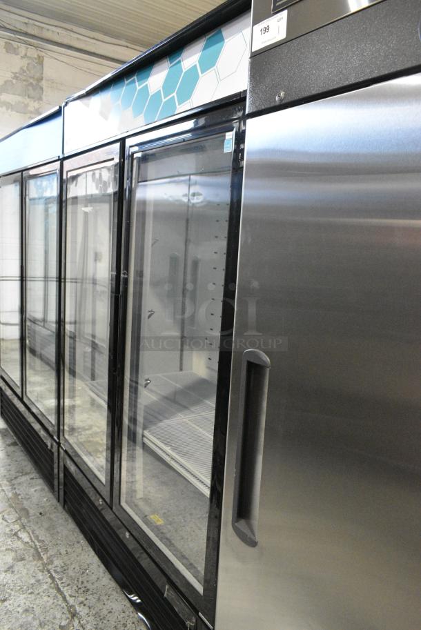 BRAND NEW SCRATCH AND DENT! 2022 Migali C-49RM-HC Metal Commercial 2 Door Reach In Cooler Merchandiser w/ Poly Coated Racks on Commercial Casters. Serial C-49RM-HC003221012092C0001. 115 Volts, 1 Phase. Tested and Working! - Image 2 of 7