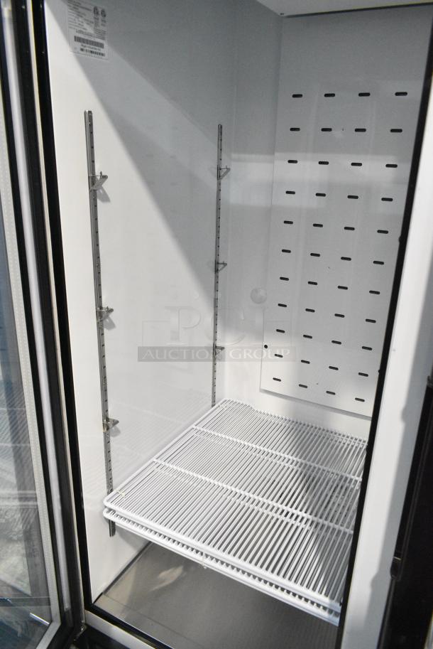BRAND NEW SCRATCH AND DENT! 2022 Migali C-49RM-HC Metal Commercial 2 Door Reach In Cooler Merchandiser w/ Poly Coated Racks on Commercial Casters. Serial C-49RM-HC003221012092C0001. 115 Volts, 1 Phase. Tested and Working! - Image 5 of 7