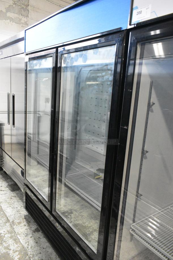 BRAND NEW SCRATCH AND DENT! 2021 Migali C-49RM-HC Metal Commercial 2 Door Reach In Cooler Merchandiser w/ Poly Coated Racks on Commercial Casters. Serial C-49RM-HCe003211113092C0004. 115 Volts, 1 Phase. Tested and Working! - Image 2 of 7