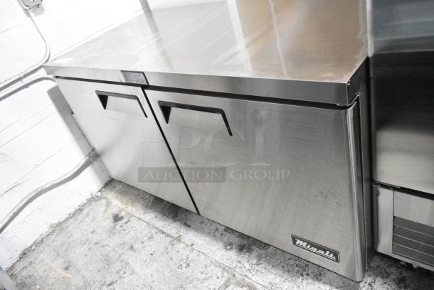 BRAND NEW SCRATCH AND DENT! 2018 Migali C-U60F-HC Stainless Steel Commercial 2 Door Undercounter Cooler on Commercial Casters. Serial C-U60F-HC00318081700920018. 115 Volts, 1 Phase. Tested and Working! - Image 2 of 7